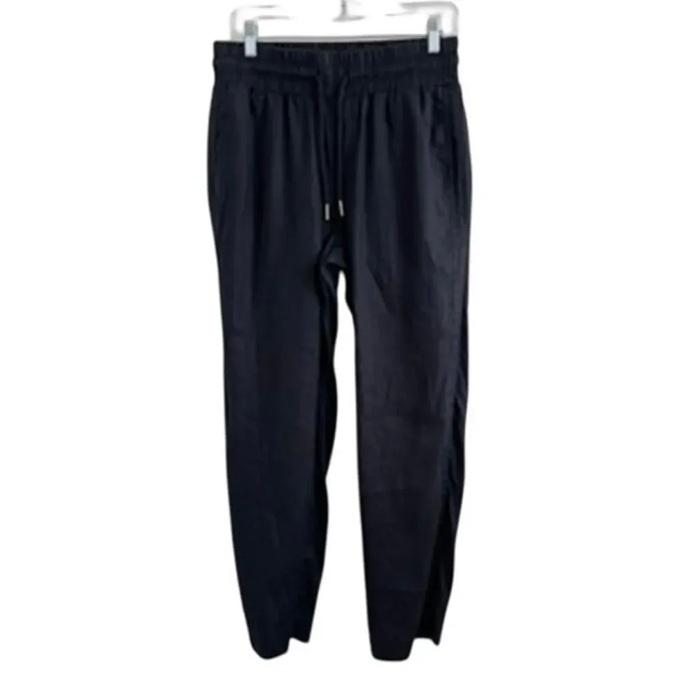 Quince Sz M Wide Leg Linen Pants Black Elastic Breezy Vacation Travel Relaxed - Picture 3 of 16